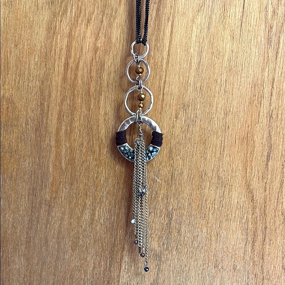 Silver and Brown Hanging Necklace